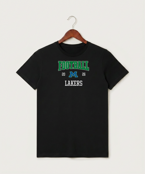 Minnewaska Area High School Football (Boys) - Black T-Shirt - Full Front