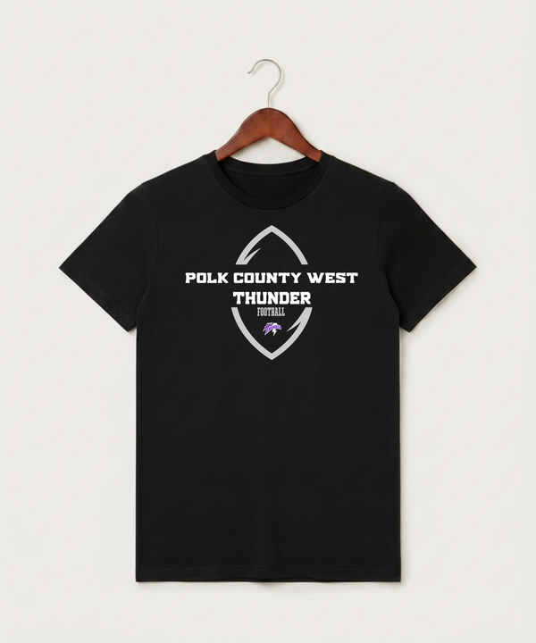 Polk County West Football (Boys) - Black T-Shirt - Full Front