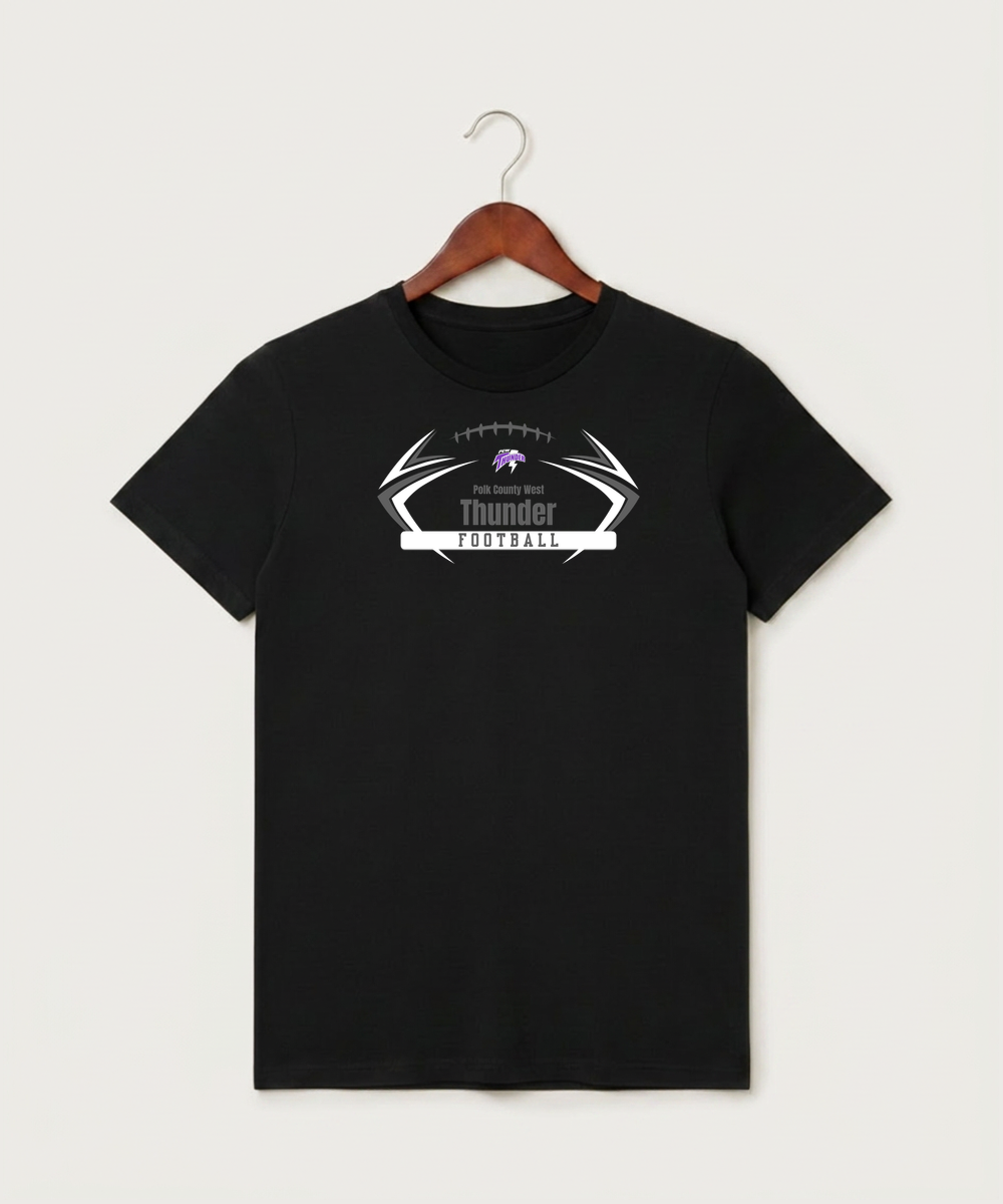 Polk County West Football (Boys) - Black T-Shirt - Full Front