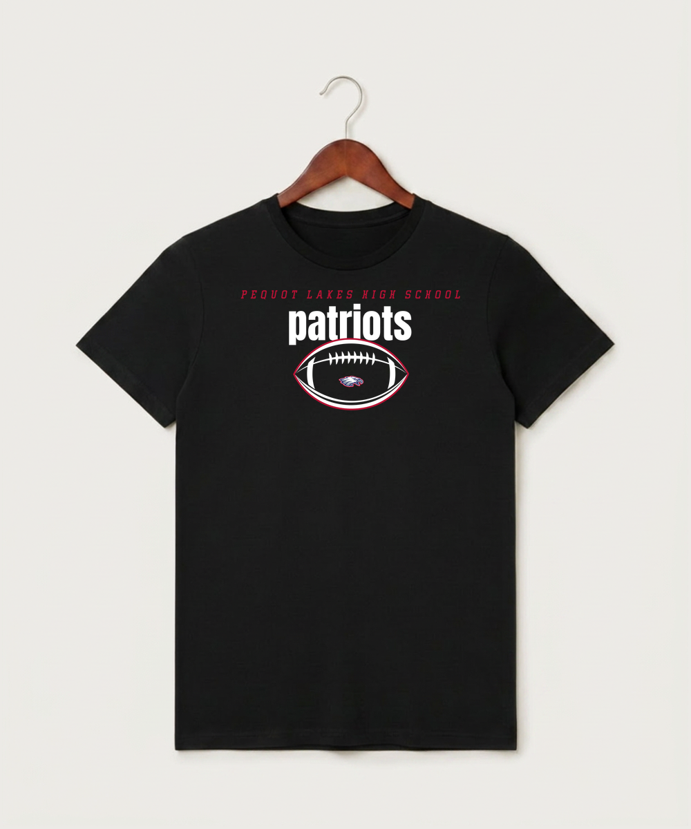 Pequot Lakes High School Football (Boys) - Black T-Shirt - Full Front
