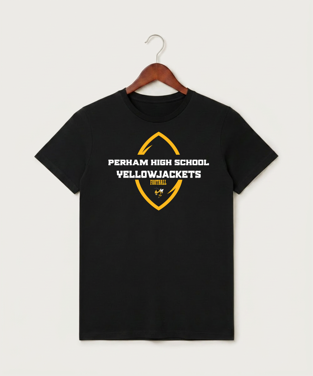 Perham High School Football (Boys) - Black T-Shirt - Full Front