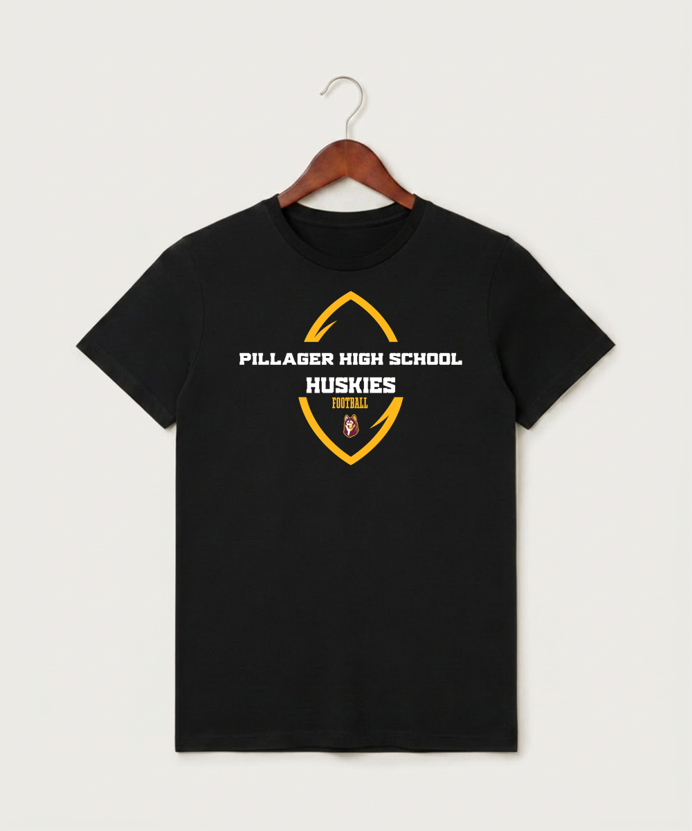 Pillager High School Football (Boys) - Black T-Shirt - Full Front