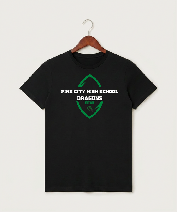 Pine City High School Football (Boys) - Black T-Shirt - Full Front