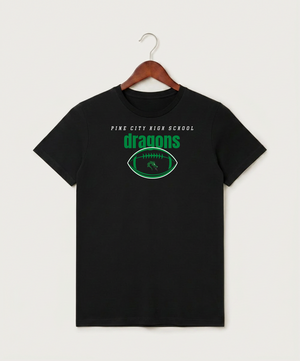 Pine City High School Football (Boys) - Black T-Shirt - Full Front