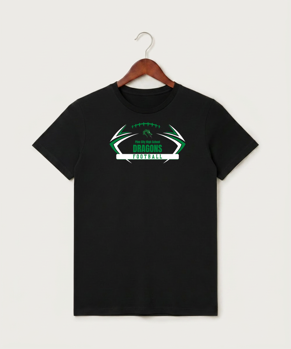 Pine City High School Football (Boys) - Black T-Shirt - Full Front