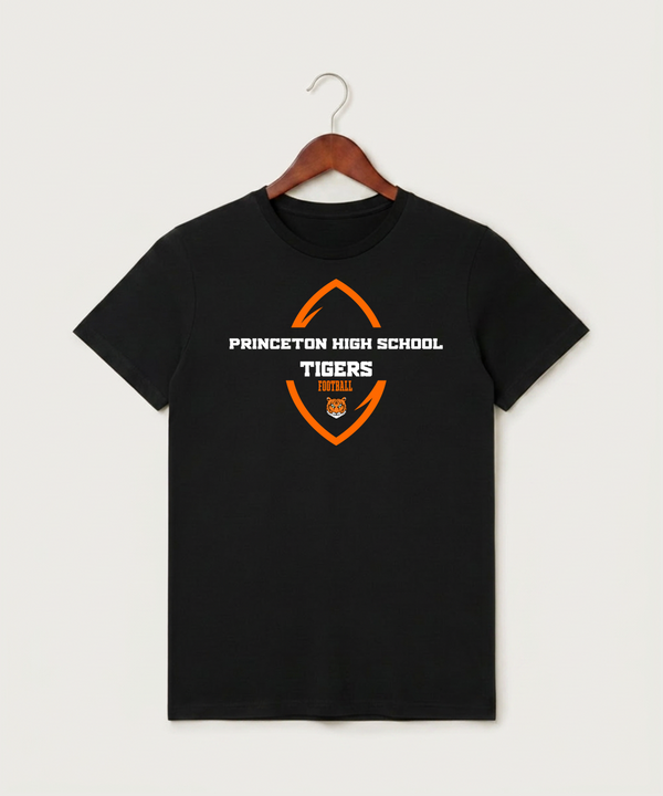 Princeton High School Football (Boys) - Black T-Shirt - Full Front