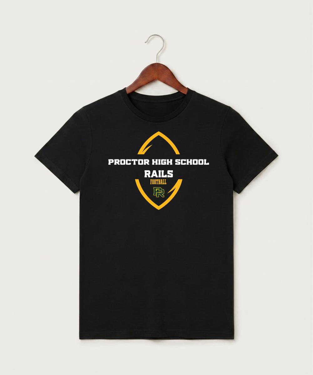 Proctor High School Football (Boys) - Black T-Shirt - Full Front