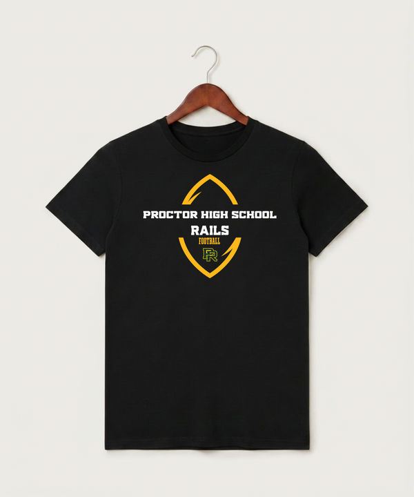 Proctor High School Football (Boys) - Black T-Shirt - Full Front