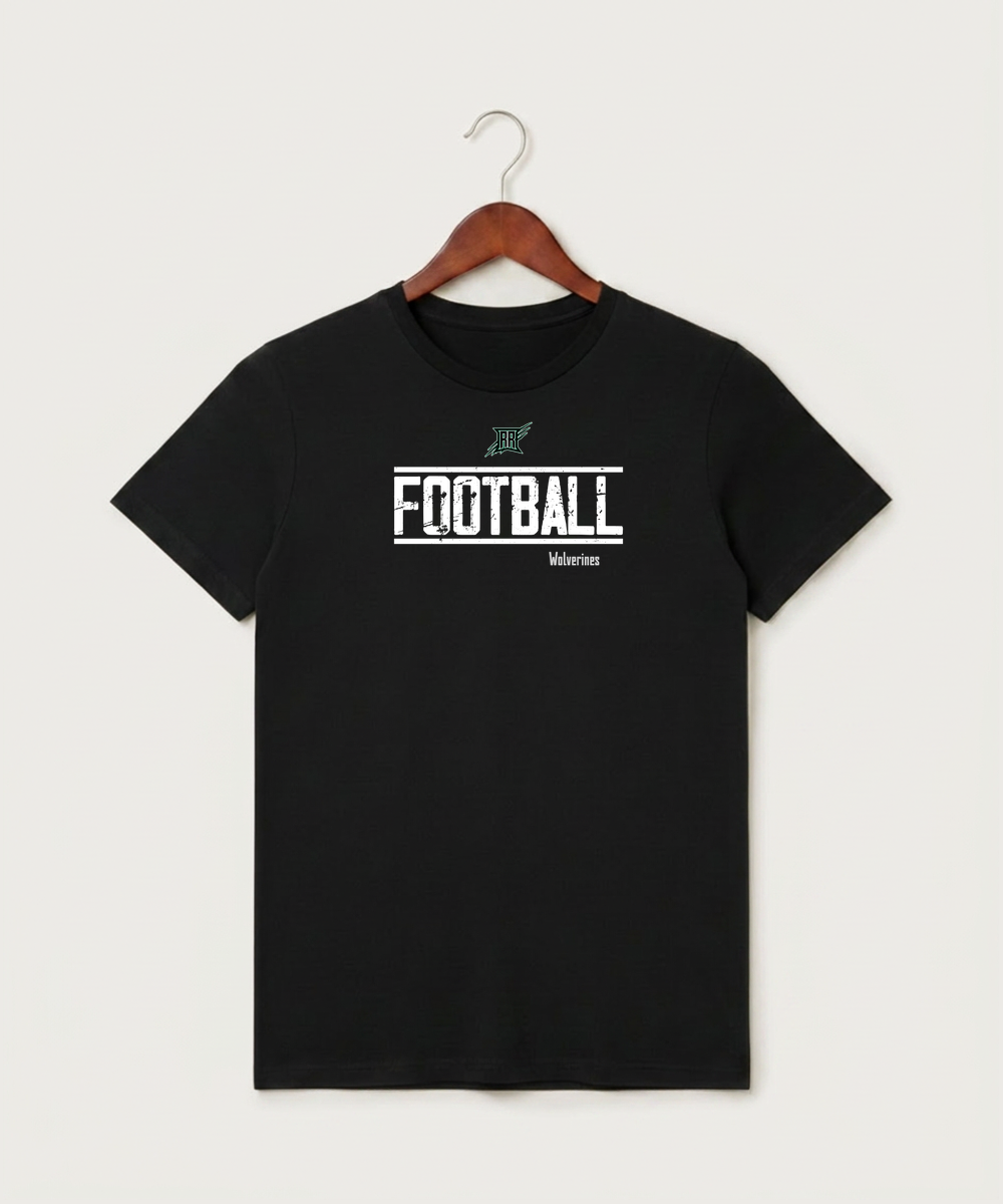Rock Ridge High School Football (Boys) - Black T-Shirt - Full Front