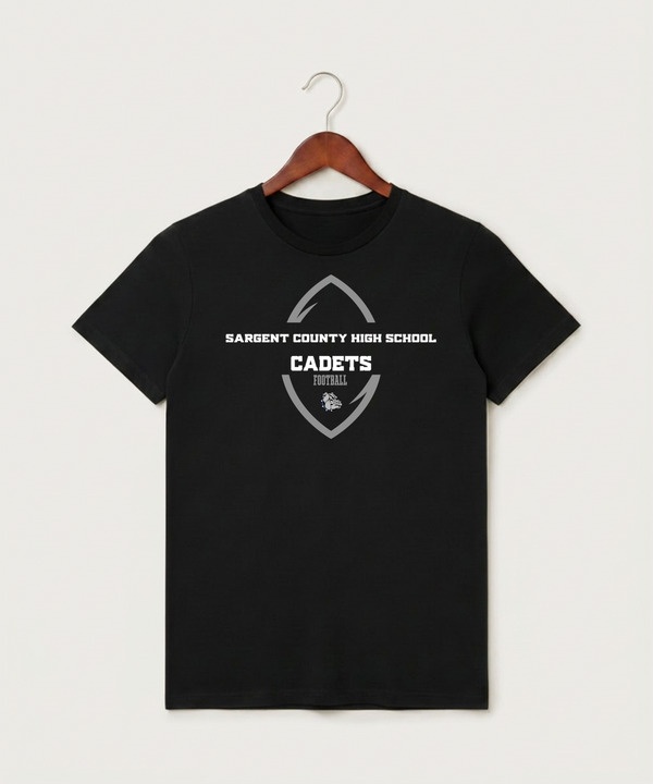 Sargent County High School Football (Boys) - Black T-Shirt - Full Front