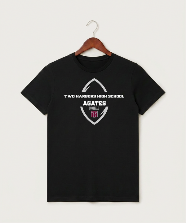 Two Harbors High School Football (Boys) - Black T-Shirt - Full Front