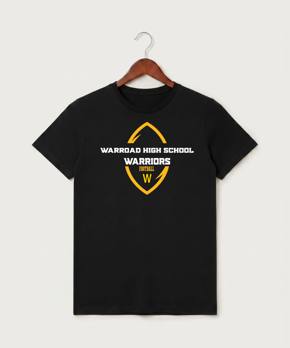 Warroad High School Football (Boys) - Black T-Shirt - Full Front
