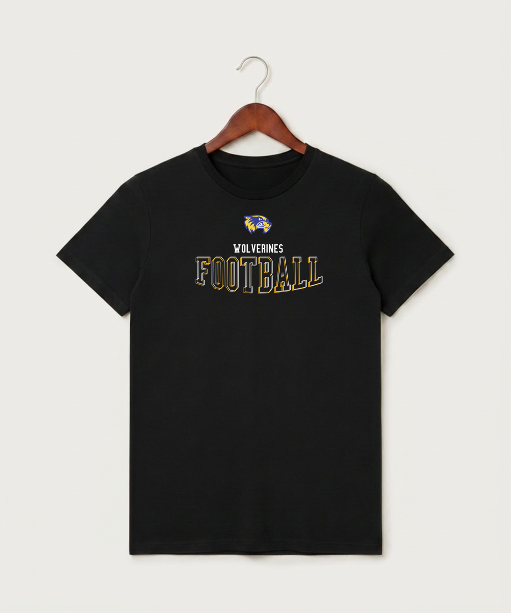 Wadena Deer Creek High School Football (Boys) - Black T-Shirt - Full Front