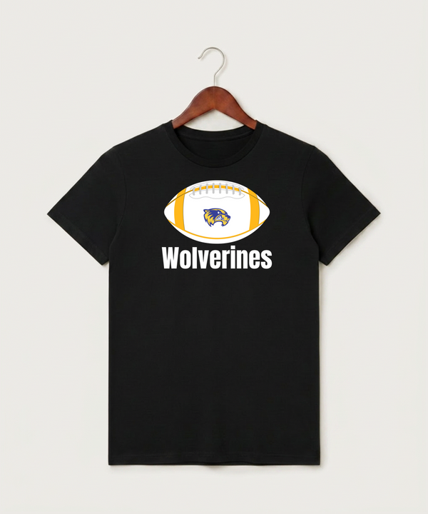 Wadena Deer Creek High School Football (Boys) - Black T-Shirt - Full Front