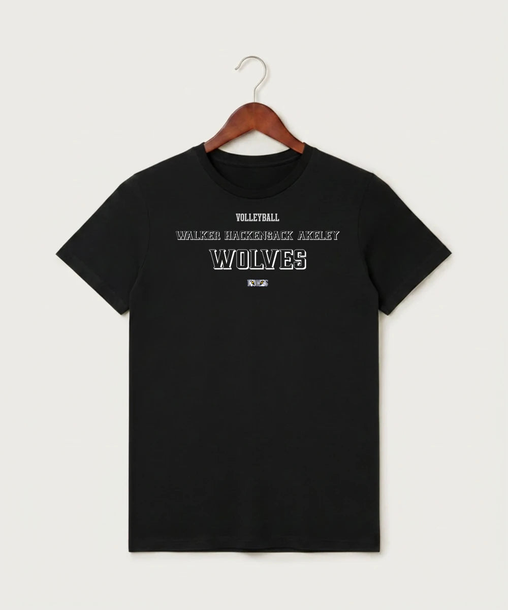 Walker Hackensack Akeley Volleyball (Girls) - Black T-Shirt - Full Front
