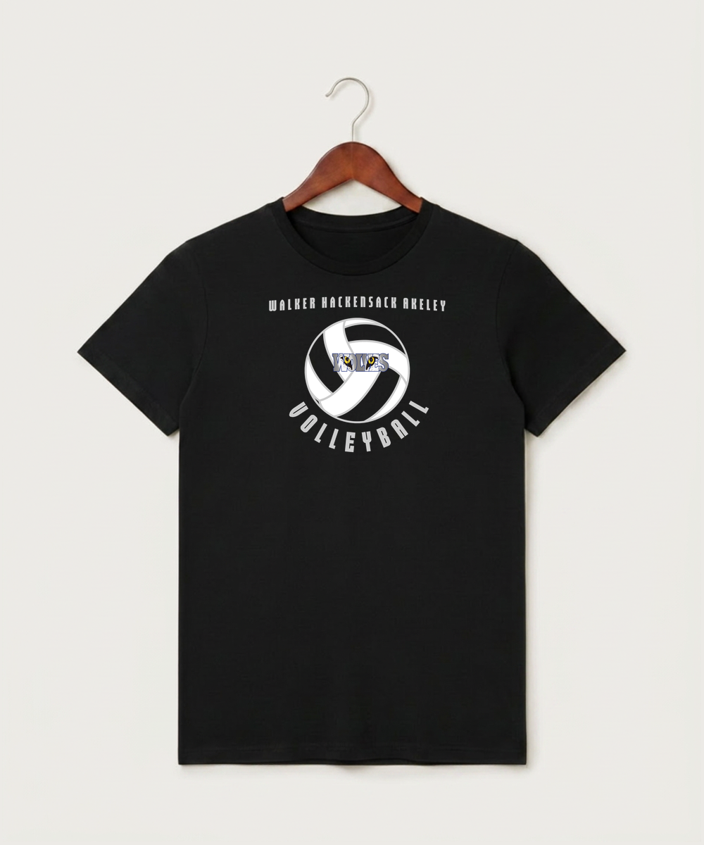 Walker Hackensack Akeley Volleyball (Girls) - Black T-Shirt - Full Front