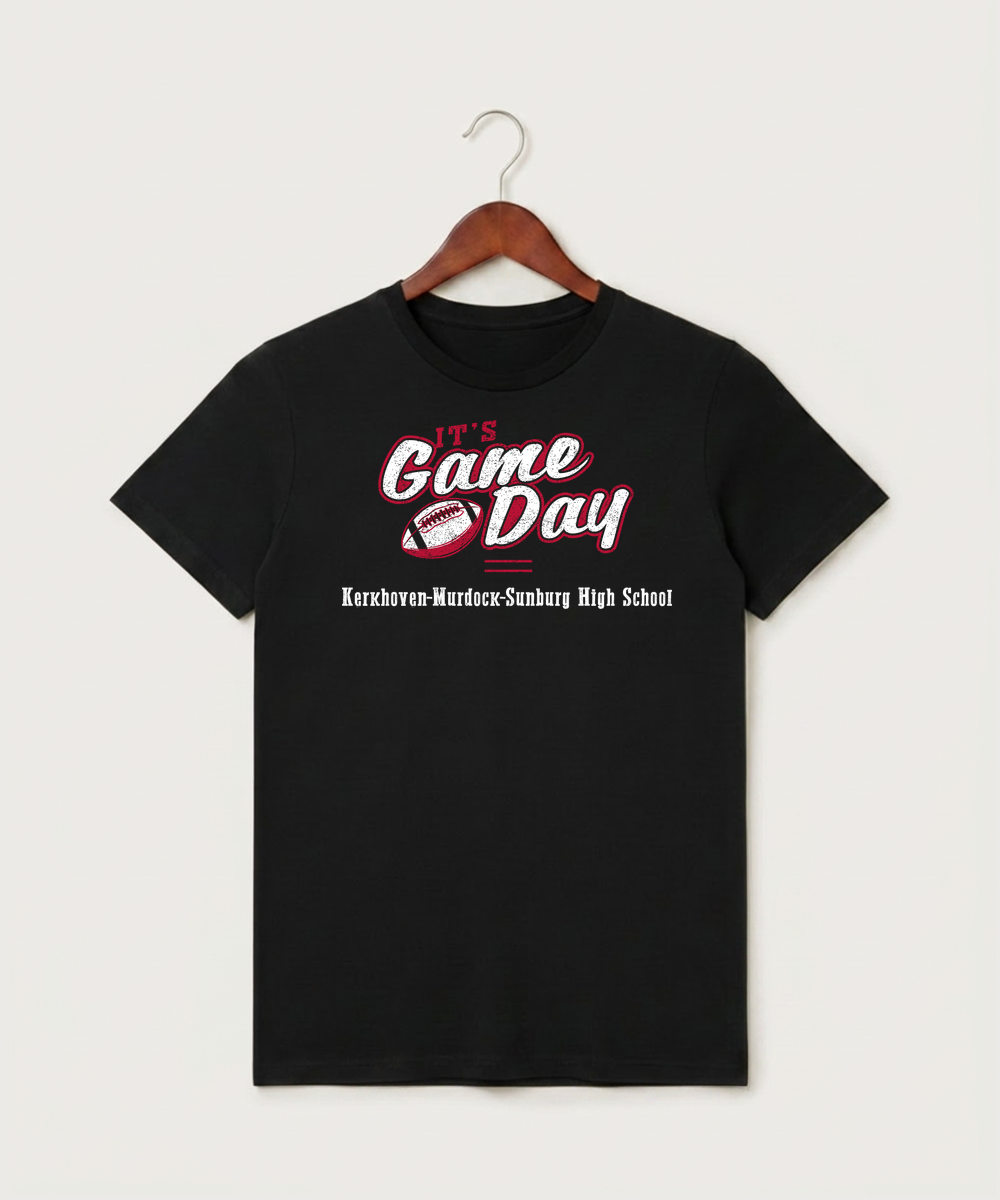 Kerkhoven-Murdock-Sunburg High School Football (Boys) - Black T-Shirt - Full Front