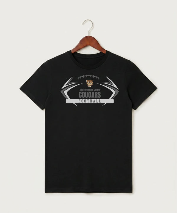 Ada Borup High School Football (Boys) - Black T-Shirt - Full Front