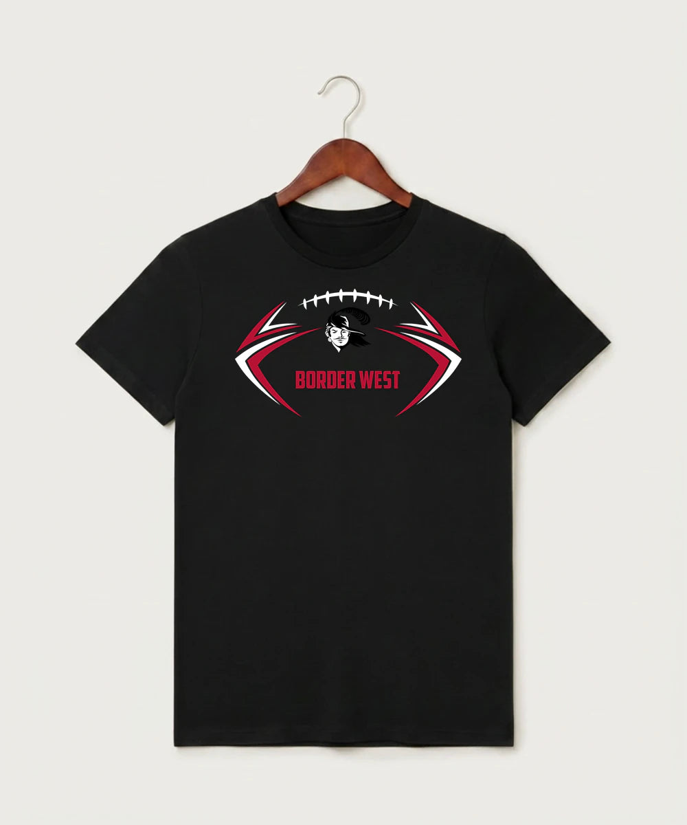 Border West Football (Boys) - Black T-Shirt - Full Front