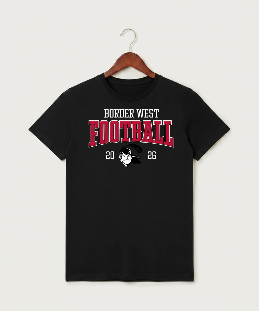 Border West Football (Boys) - Black T-Shirt - Full Front