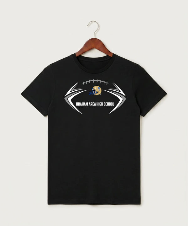 Braham Area High School Football (Boys) - Black T-Shirt - Full Front