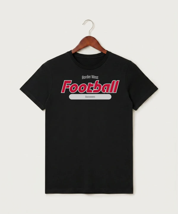 Border West Football (Boys) - Black T-Shirt - Full Front