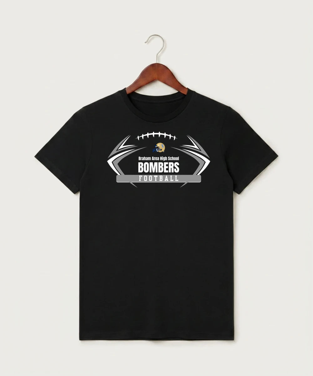 Braham Area High School Football (Boys) - Black T-Shirt - Full Front
