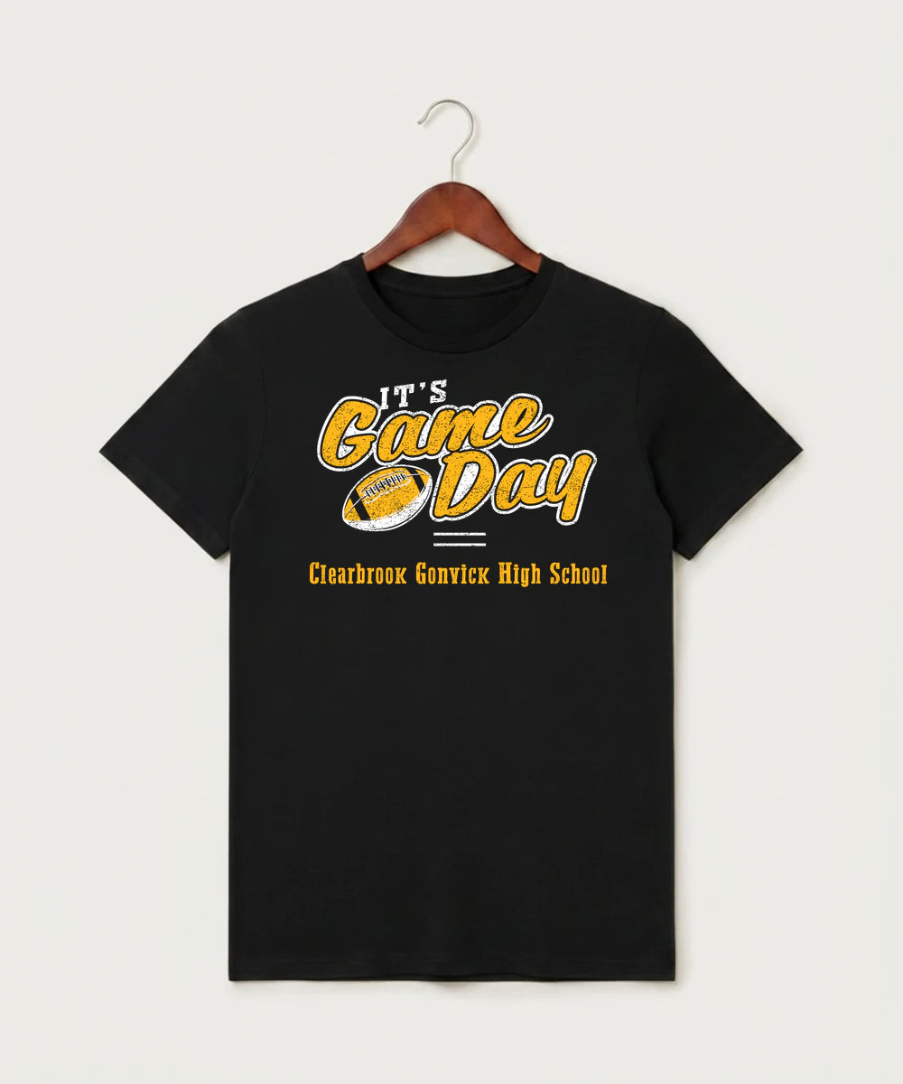 Clearbrook Gonvick High School Football (Boys) - Black T-Shirt - Full Front