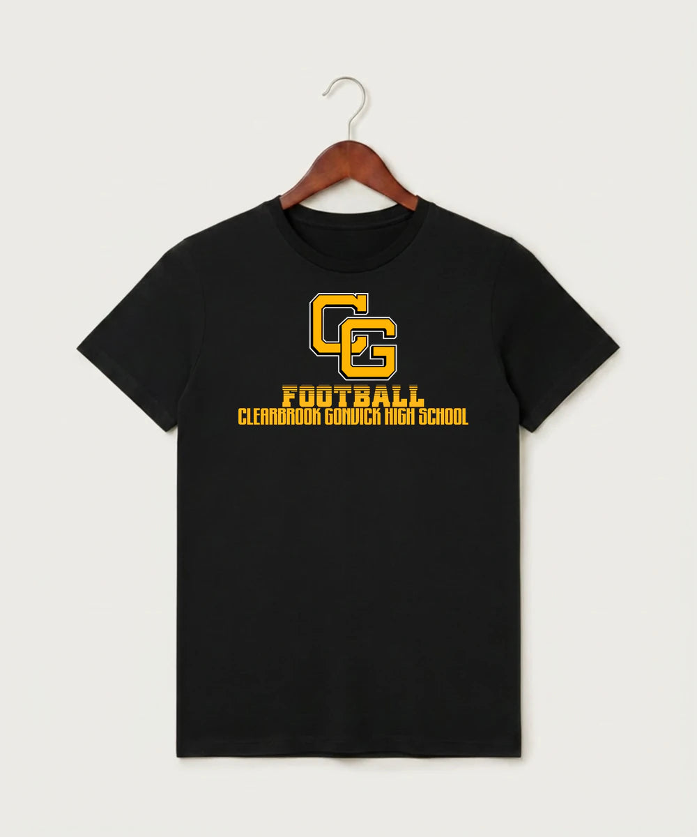 Clearbrook Gonvick High School Football (Boys) - Black T-Shirt - Full Front