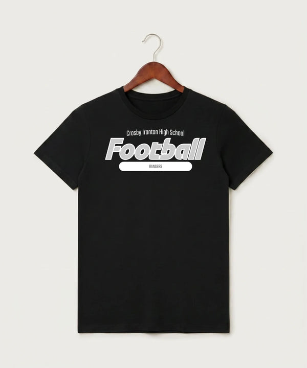 Crosby Ironton High School Football (Boys) - Black T-Shirt - Full Front