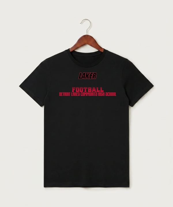 Detroit Lakes Community High School Football (Boys) - Black T-Shirt - Full Front