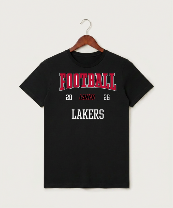 Detroit Lakes Community High School Football (Boys) - Black T-Shirt - Full Front
