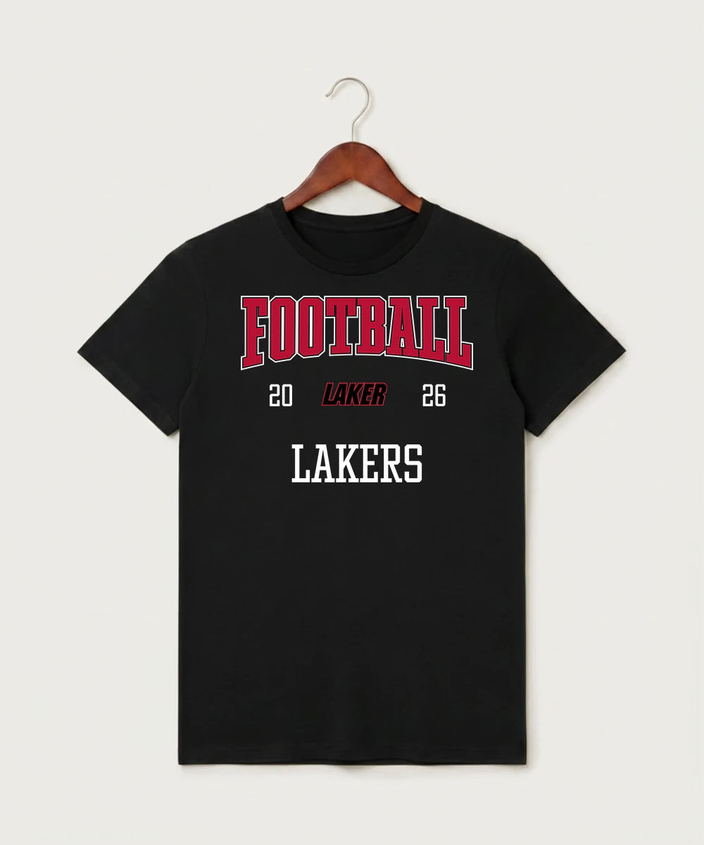 Detroit Lakes Community High School Football (Boys) - Black T-Shirt - Full Front