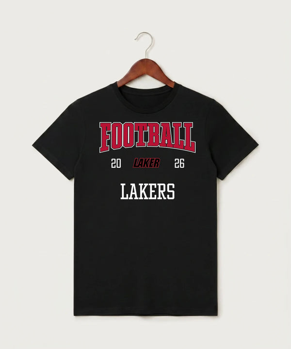Detroit Lakes Community High School Football (Boys) - Black T-Shirt - Full Front