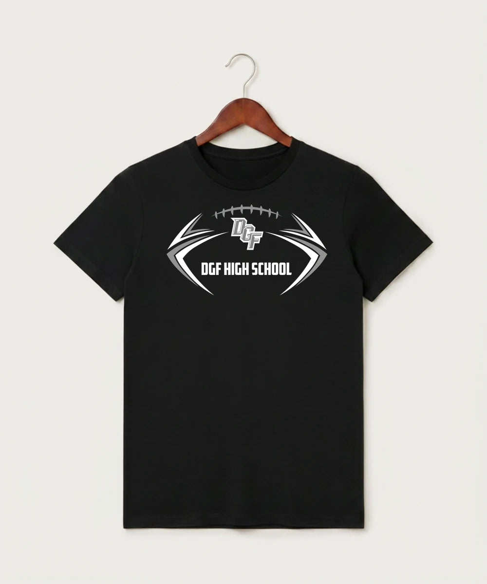 DGF High School Football (Boys) - Black T-Shirt - Full Front