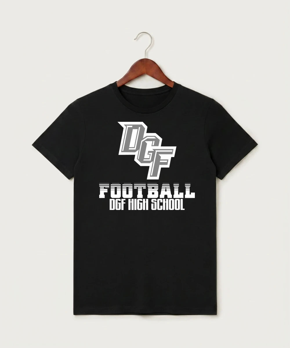 DGF High School Football (Boys) - Black T-Shirt - Full Front