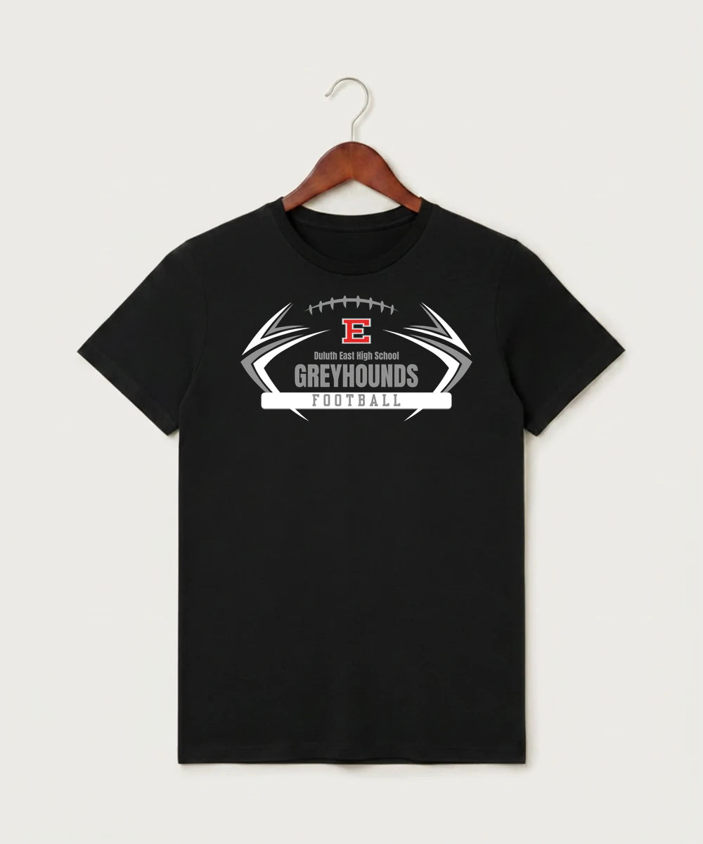 Duluth East High School Football (Boys) - Black T-Shirt - Full Front
