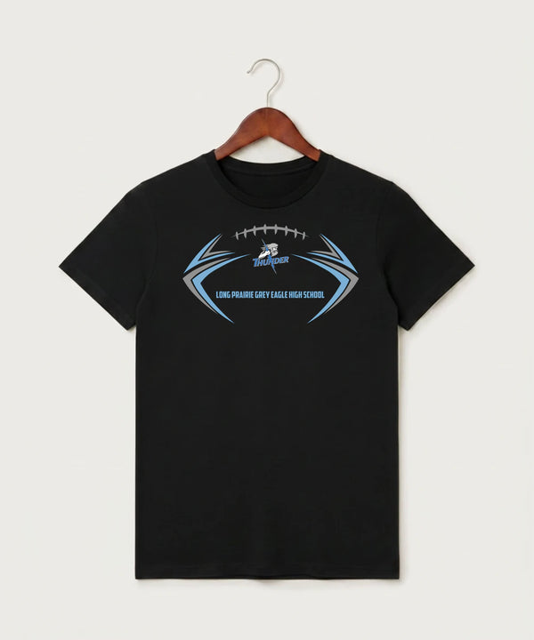 Long Prairie Grey Eagle High School Football (Boys) - Black T-Shirt - Full Front