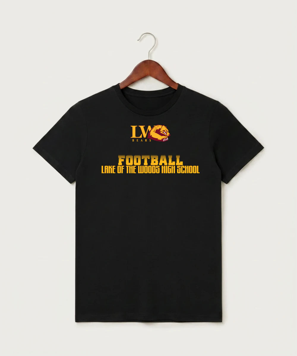 Lake of the Woods High School Football (Boys) - Black T-Shirt - Full Front