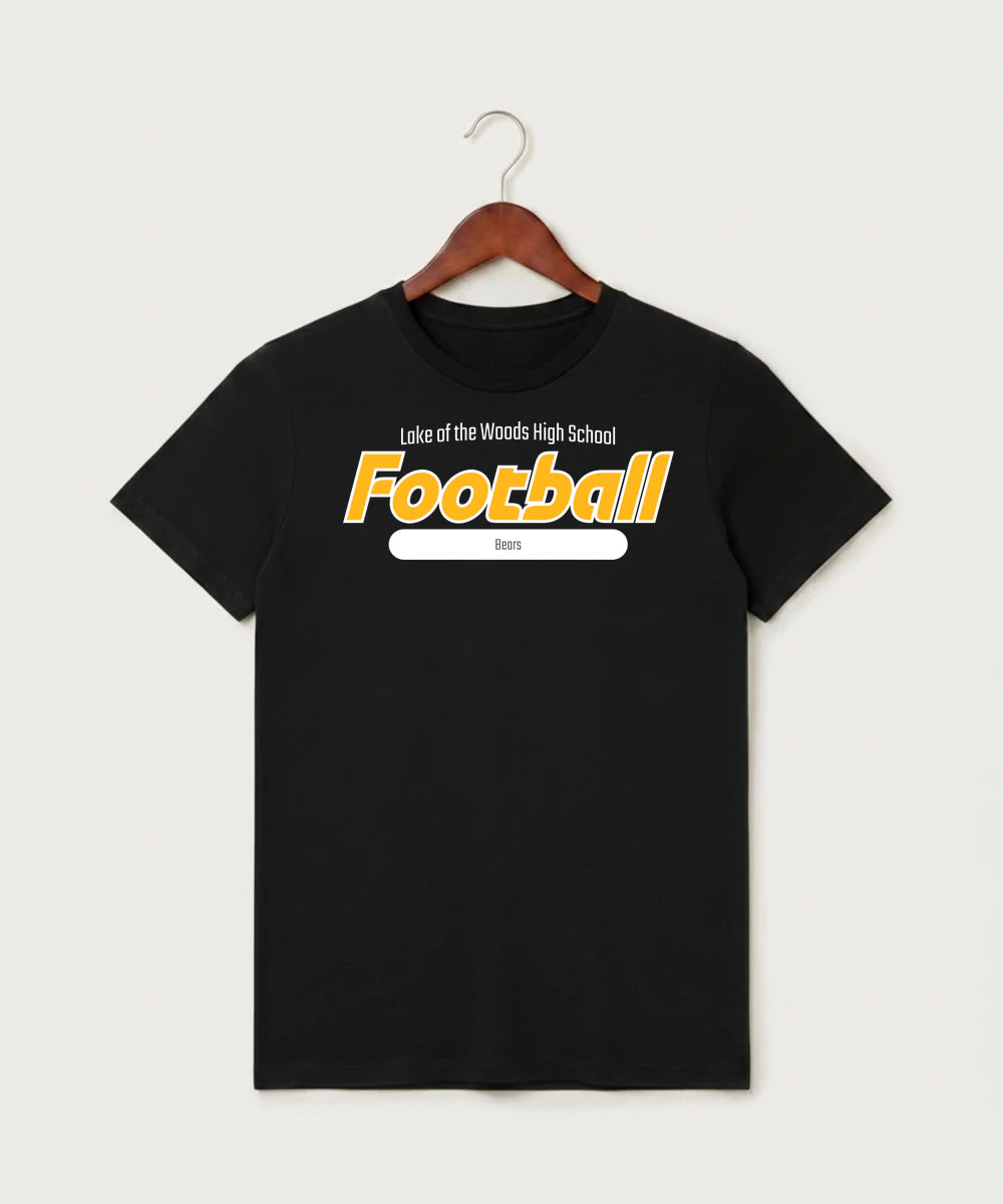 Lake of the Woods High School Football (Boys) - Black T-Shirt - Full Front