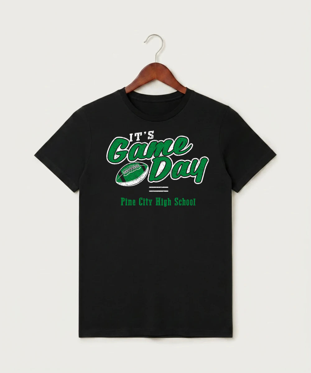 Pine City High School Football (Boys) - Black T-Shirt - Full Front