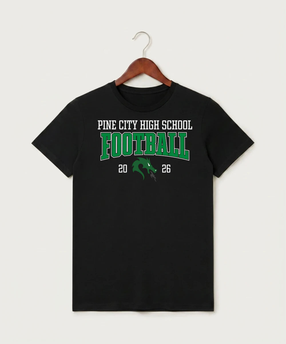 Pine City High School Football (Boys) - Black T-Shirt - Full Front