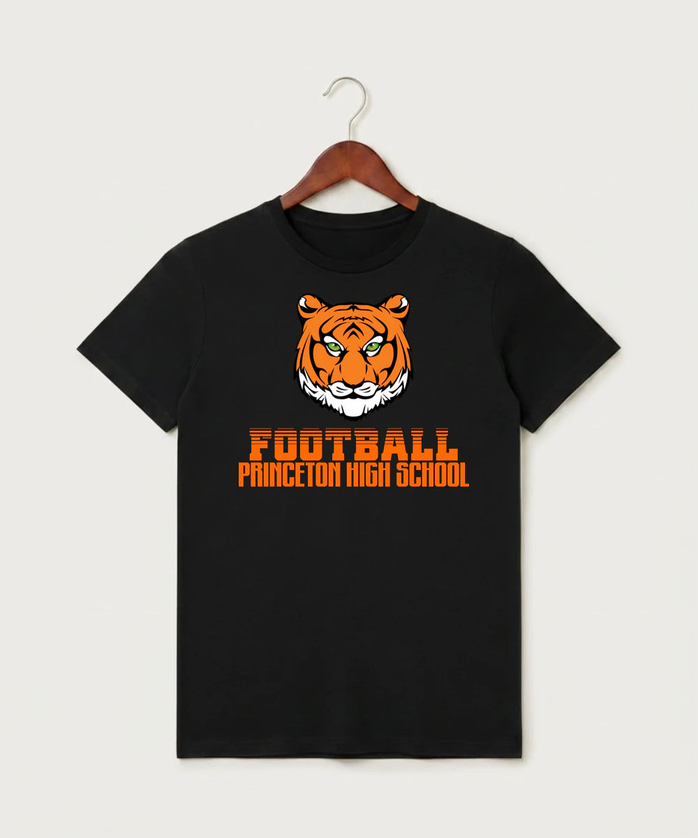 Princeton High School Football (Boys) - Black T-Shirt - Full Front