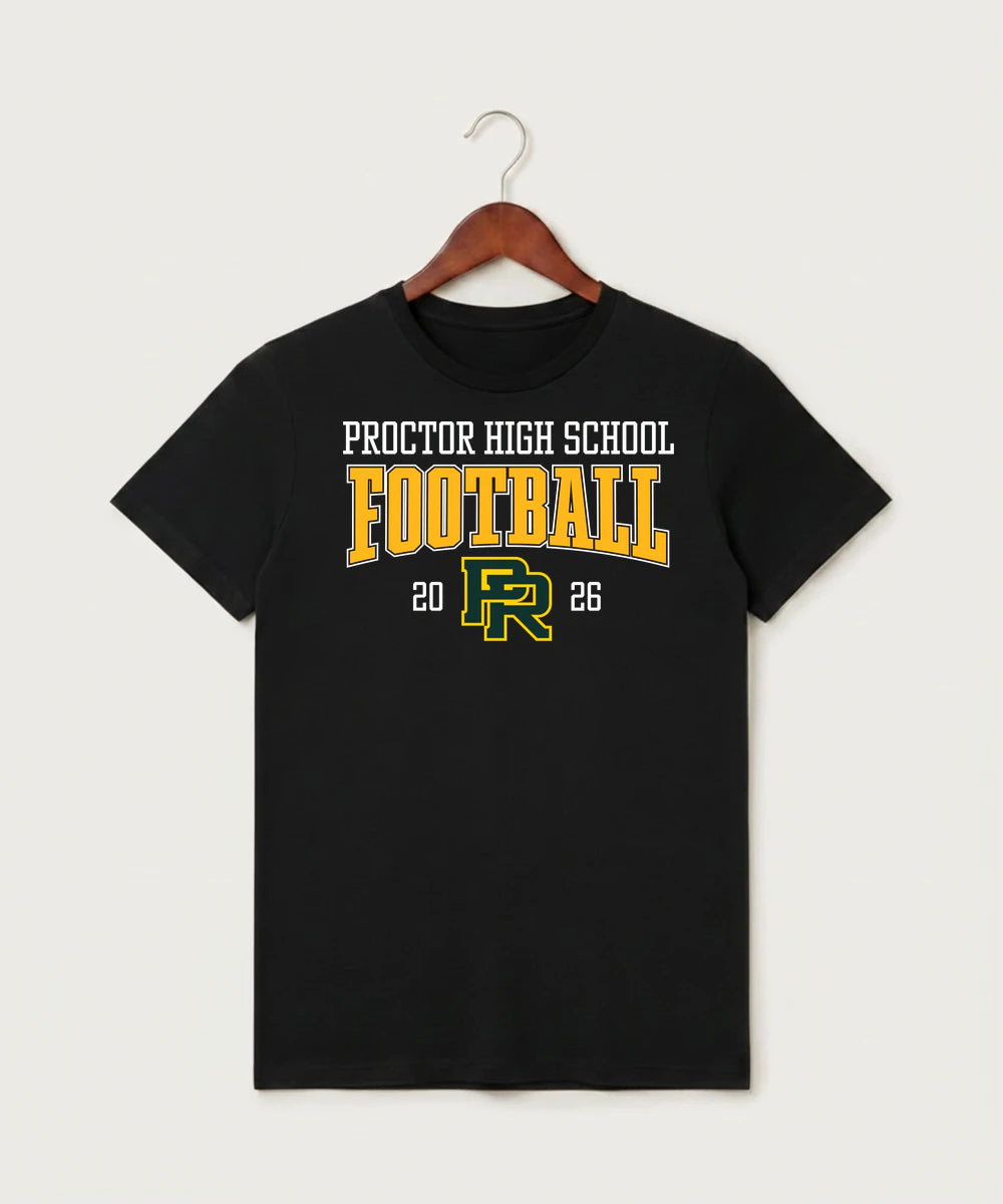 Proctor High School Football (Boys) - Black T-Shirt - Full Front