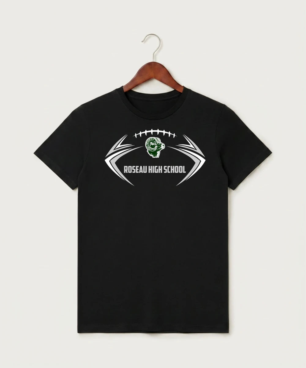 Roseau High School Football (Boys) - Black T-Shirt - Full Front