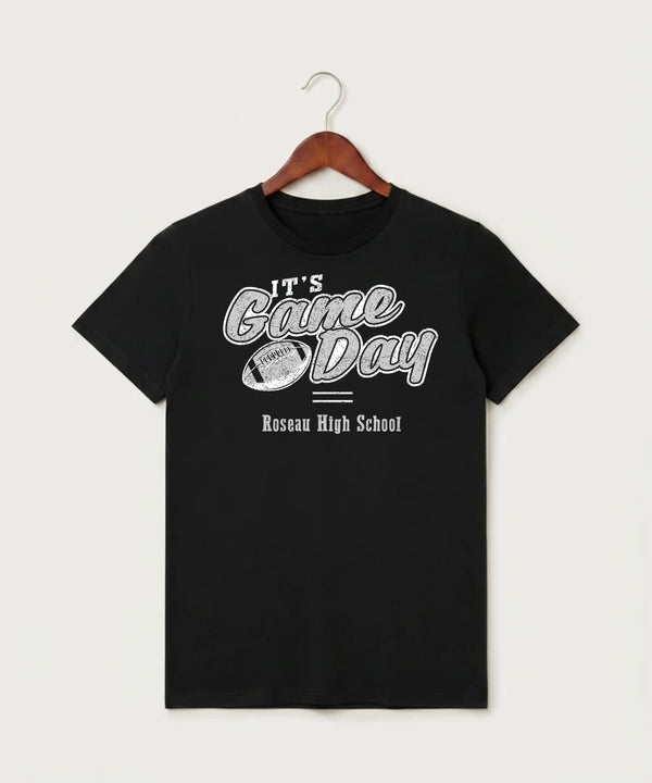 Roseau High School Football (Boys) - Black T-Shirt - Full Front