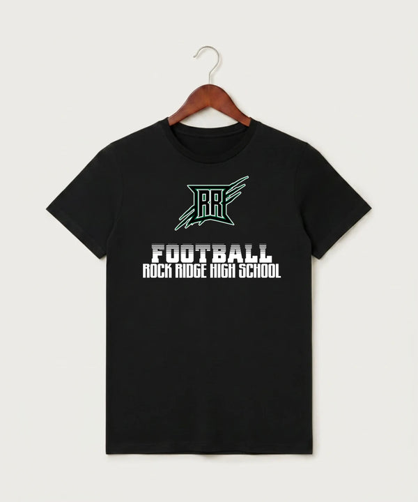 Rock Ridge High School Football (Boys) - Black T-Shirt - Full Front