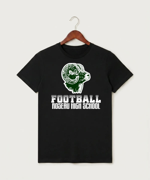 Roseau High School Football (Boys) - Black T-Shirt - Full Front