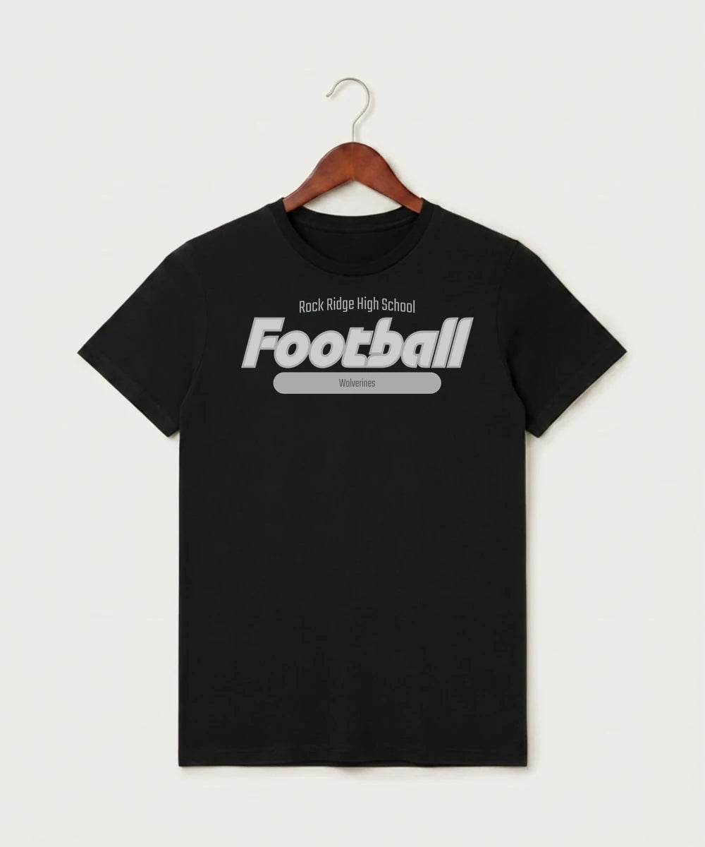Rock Ridge High School Football (Boys) - Black T-Shirt - Full Front