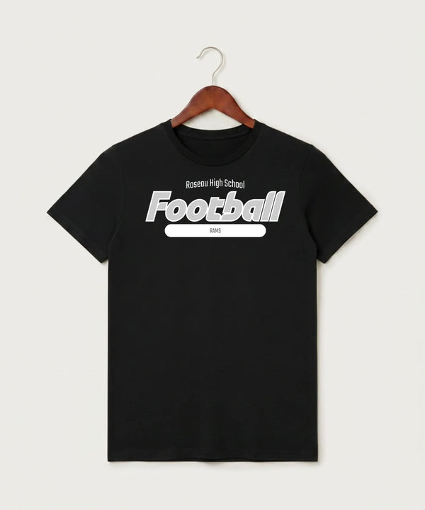 Roseau High School Football (Boys) - Black T-Shirt - Full Front